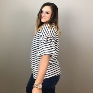 Meri Skye Black and White Striped Top